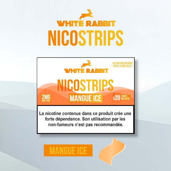 WHITE RABBIT NICOSTRIPS - 2mg Nicotine - Mangue Ice (Boîte de 20)