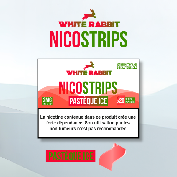 WHITE RABBIT NICOSTRIPS - 2mg Nicotine - Pastèque Ice (Boîte de 20)
