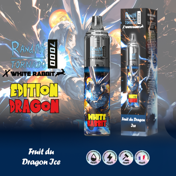 Puffs "RandM Tornado x White Rabbit 7000 Edition Dragon" - Fruit du Dragon Ice