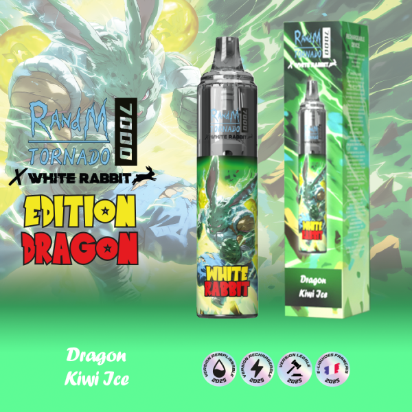 Puffs "RandM Tornado x White Rabbit 7000 Edition Dragon" - Dragon Kiwi Ice