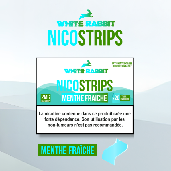 WHITE RABBIT NICOSTRIPS - 2mg Nicotine - Menthe Fraîche (Boîte de 20)