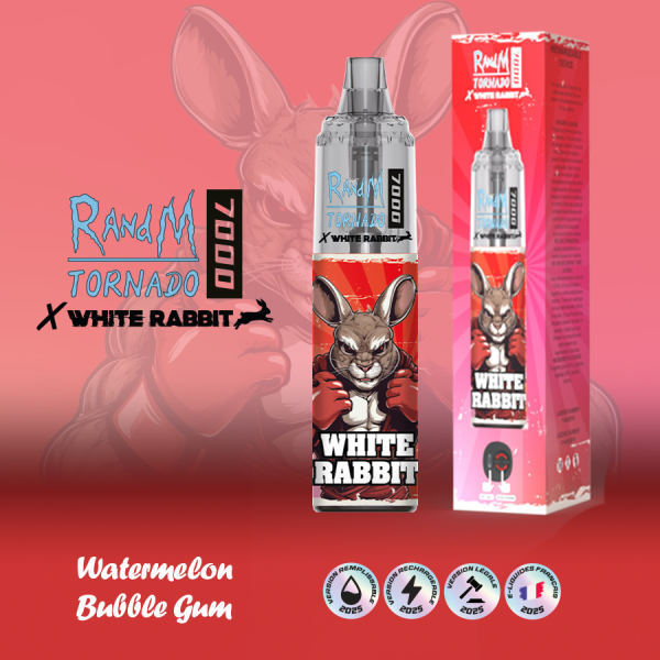Puff "RandM Tornado x White Rabbit 7000" - Watermelon Bubble Gum