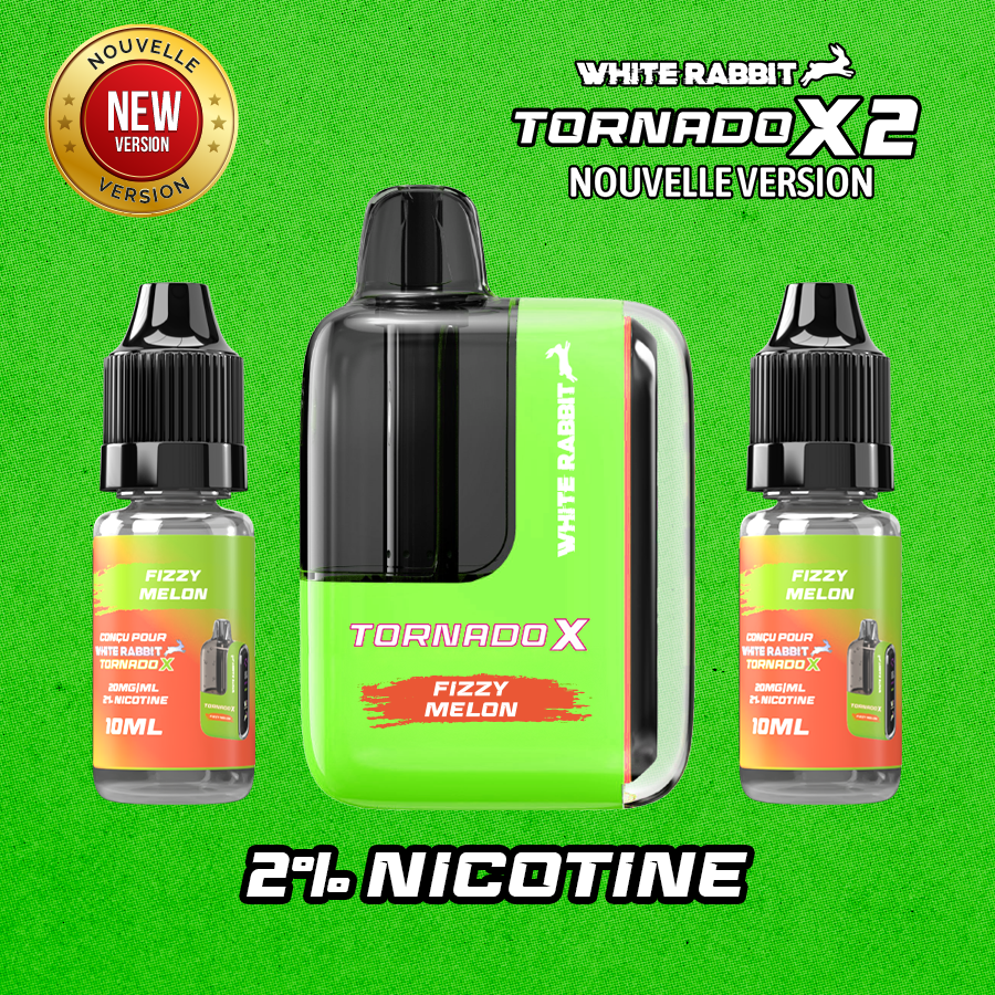 White Rabbit 25s WHITE RABBIT TORNADO X - Puff 25000 Rechargeable - Fizzy Melon